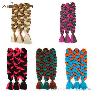 Aisi Hair 82 Inch Mixed Color High Quality Braid Hair Low Temperature Flame Retardant Fiber Braiding Hair Extension For Women